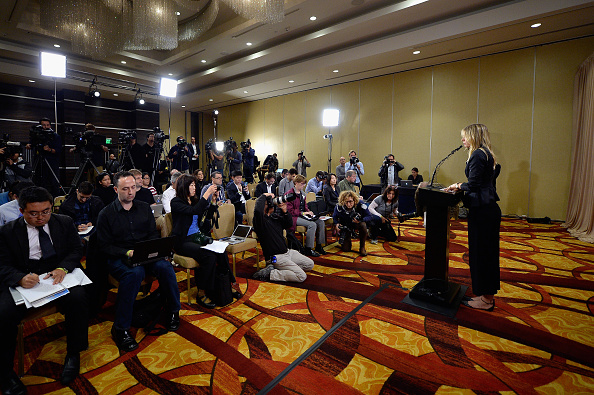 LOS ANGELES, CA - MARCH 07:  Tennis player Maria Sharapova addresses the media regarding a failed drug test at The LA Hotel Downtown on March 7, 2016 in Los Angeles, California. Sharapova, a five-time major champion, is currently the 7th ranked player on the WTA tour. Sharapova, withdrew from this weeks BNP Paribas Open at Indian Wells due to injury.  (Photo by Kevork Djansezian/Getty Images)